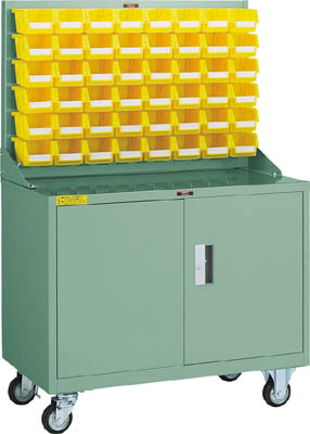 ＴＲＵＳＣＯ　パネルコンテナラック　移動式保管庫付　コンテナ小Ｘ４８＿