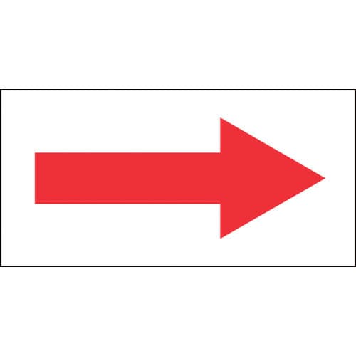 緑十字　配管方向表示ステッカー　→赤矢印　６０×１２０ｍｍ　１０枚組　オレフィン＿