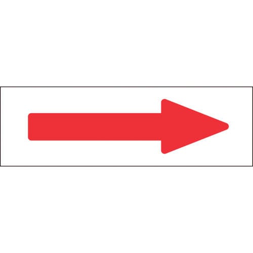 緑十字　配管方向表示ステッカー　→赤矢印　６０×２２０ｍｍ　１０枚組　アルミ＿