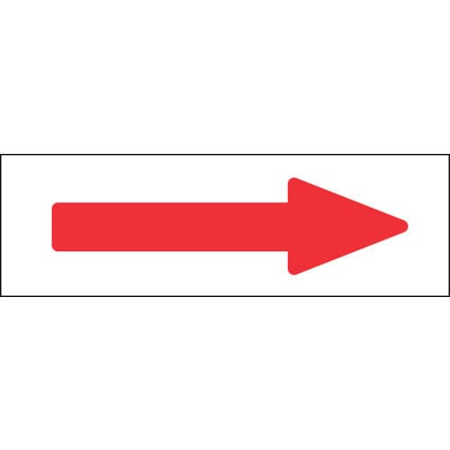 緑十字　配管方向表示ステッカー　→赤矢印　５０×１７０ｍｍ　１０枚組　アルミ＿