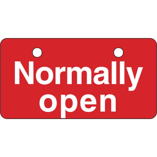 緑十字　バルブ開閉札　Ｎｏｒｍａｌｌｙ　ｏｐｅｎ（常時開）・赤　５０×１００ｍｍ＿