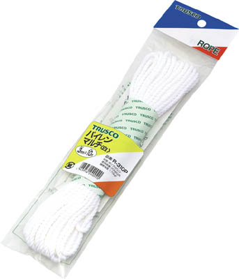 ＴＲＵＳＣＯ　パイレンカラーロープ　３つ打　線径３ｍｍＸ長さ１０ｍ　白＿