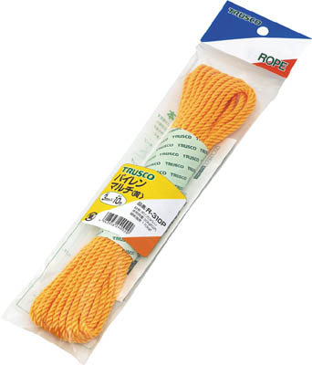ＴＲＵＳＣＯ　パイレンカラーロープ　３つ打　線径３ｍｍＸ長さ１０ｍ　黄＿