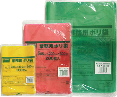 ＴＲＵＳＣＯ　小型ポリ袋　縦４００Ｘ横３００Ｘｔ０．０５　　赤（２００枚入）＿