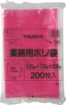 ＴＲＵＳＣＯ　小型ポリ袋　縦２００Ｘ横１３０Ｘｔ０．０５　　赤　（２００枚入）＿