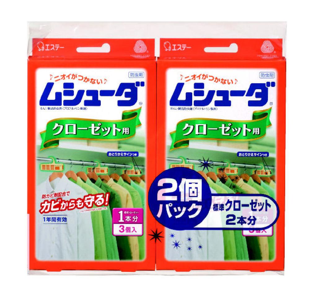 エステー　防虫剤　ムシューダ　１年間有効　クローゼット用　無香タイプ　３個×２個入り