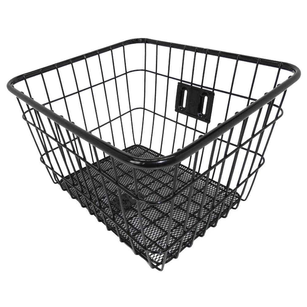 丸八工機　落ちないくん　角型　前カゴ　底メッシュ　ブラック　４８４２３