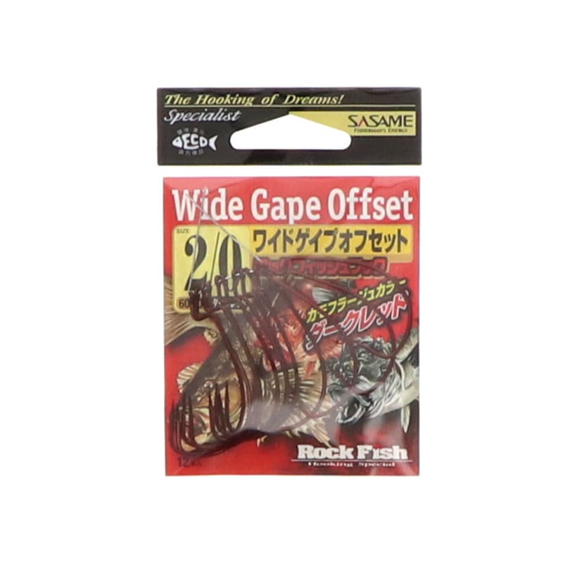 ささめ針　ロックフィッシュ　ダークレッド　＃２／０　１２本入り