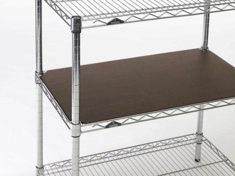 ルミナス　スチールラックウッドシート　ナチュラル／ブラウン　シェルフ幅１２１．５×奥行４６ｃｍ／ポール径２５ｍｍ用　ＭＳ１２４５Ｎ－ＮＢ