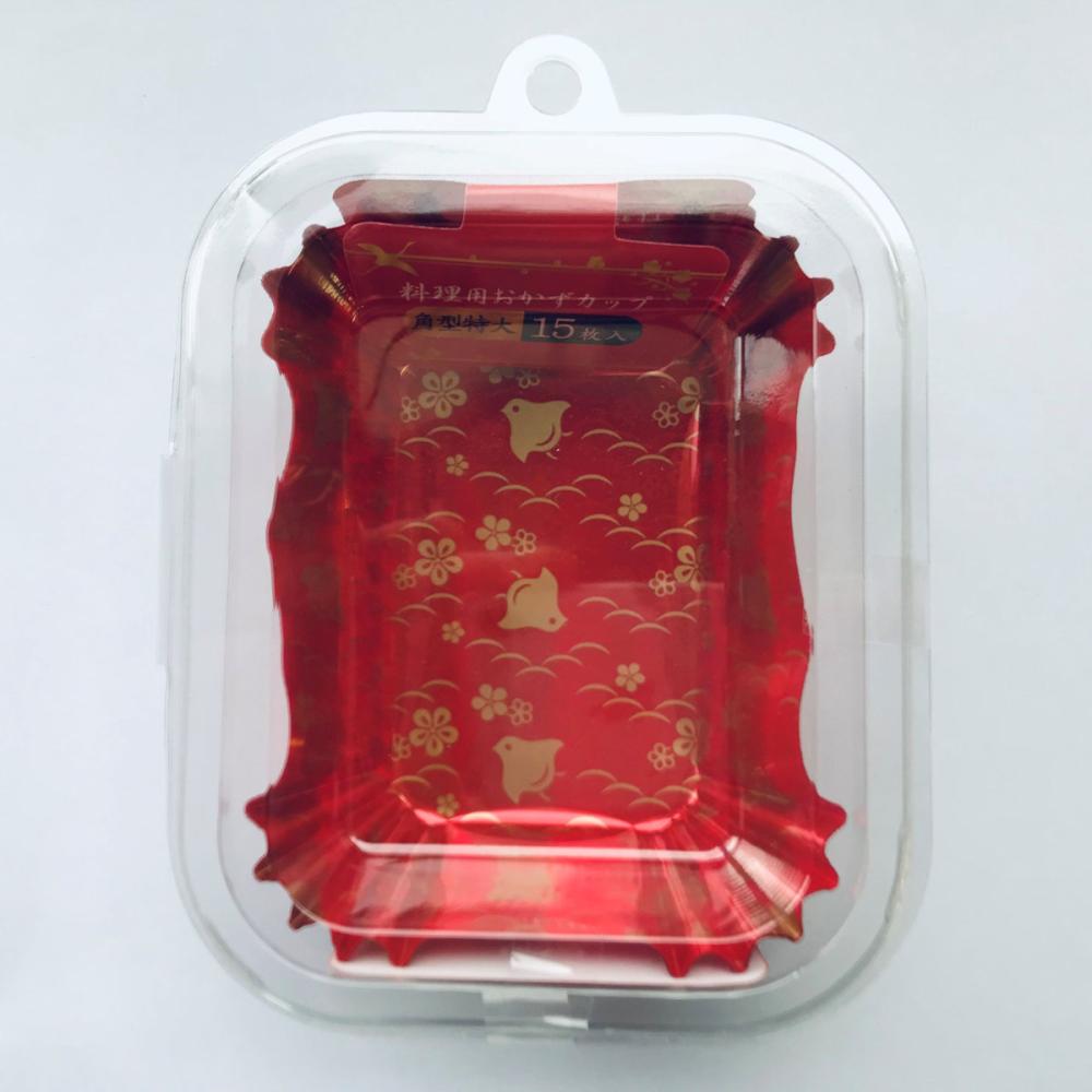 まるき　おかずカップ　角型特大　千鳥柄赤　１５枚入り