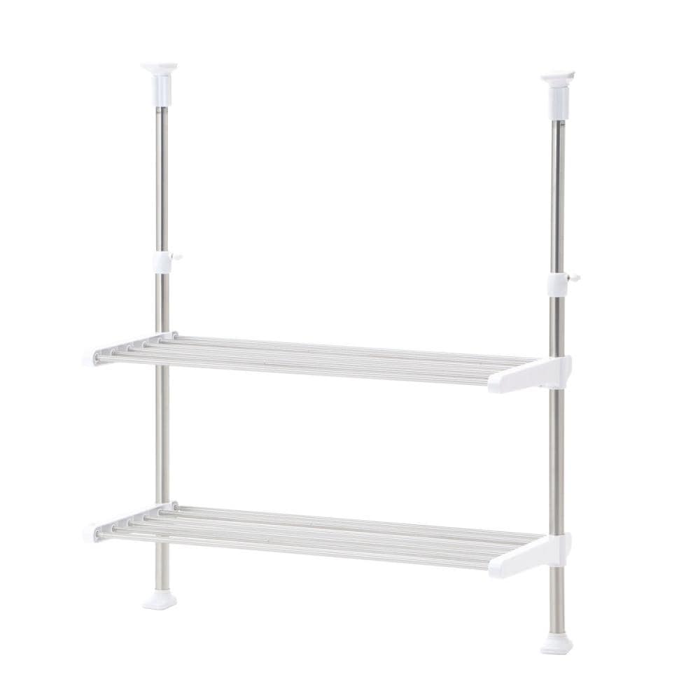 キッチン　縦よこ伸縮突っ張り棚　２段