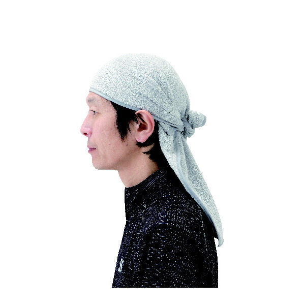 頭に巻けるヘッドタオル　グレー