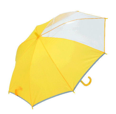 透明窓反射テープ付学童傘　イエロー　５３ｃｍ