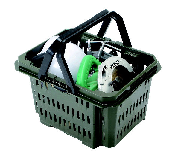 Ｋ＋取っ手付き積重ねるハードバスケット　カーキ