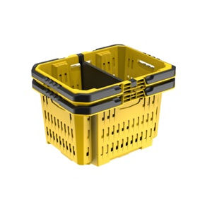 Ｋ＋取っ手付き積重ねるハードバスケット　イエロー