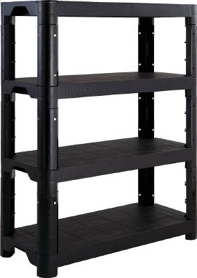 ＴＲＵＳＣＯ　プラ棚軽量型　高さ１００２－４段タイプ　コーナーキャップ４個付　黒＿