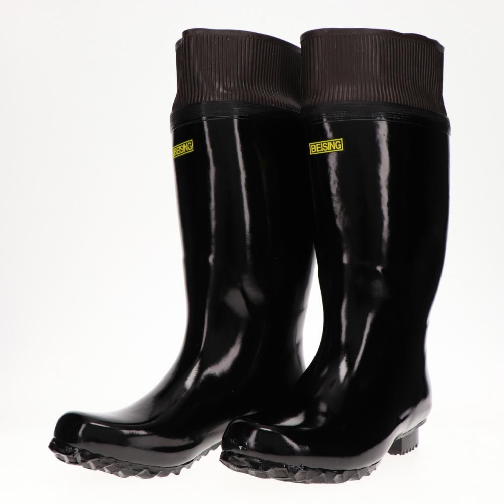 你的品牌名　ゴムフード付ロール底長靴　黒　Ｌ　２５．５～２６ｃｍ