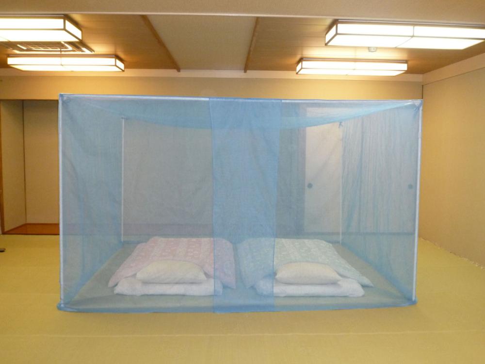 自立スタンド式蚊帳　ブルー　シングル　１２０×２３０×高さ１９０ｃｍ