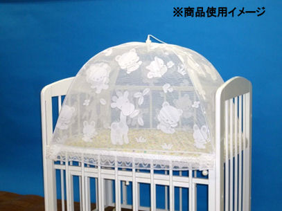 ワンタッチ蚊帳　ミニベビーベッド用　折り畳み骨タイプ　動物柄　６０×９０×高さ５４ｃｍ