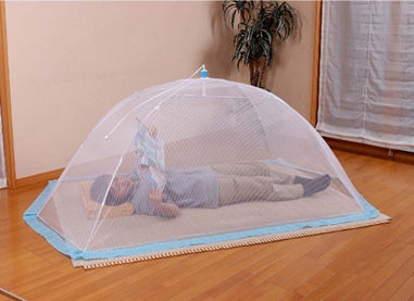 ワンタッチ蚊帳　大人用　折り畳み骨タイプ　ホワイト　シングル　１３０×２２５×高さ８５ｃｍ