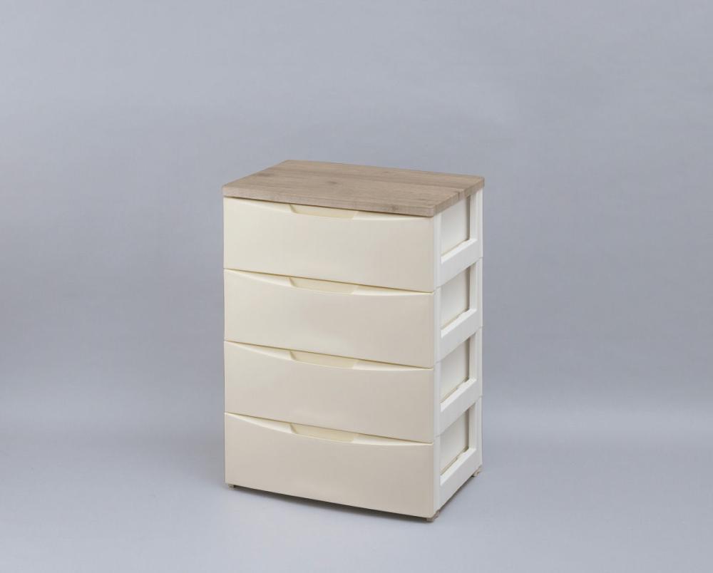 デザインウッドトップチェスト　ＤＷ－５５４　幅５５ｃｍ　４段　アイボリー