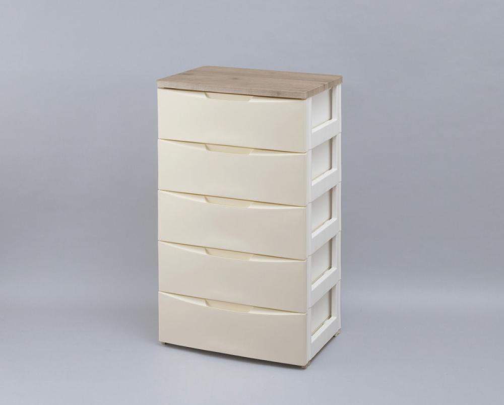 デザインウッドトップチェスト　ＤＷ－５５５　幅５５ｃｍ　５段　アイボリー