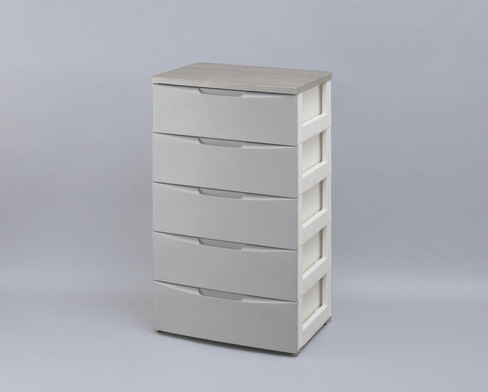 デザインウッドトップチェスト　ＤＷ－５５５　幅５５ｃｍ　５段　グレー