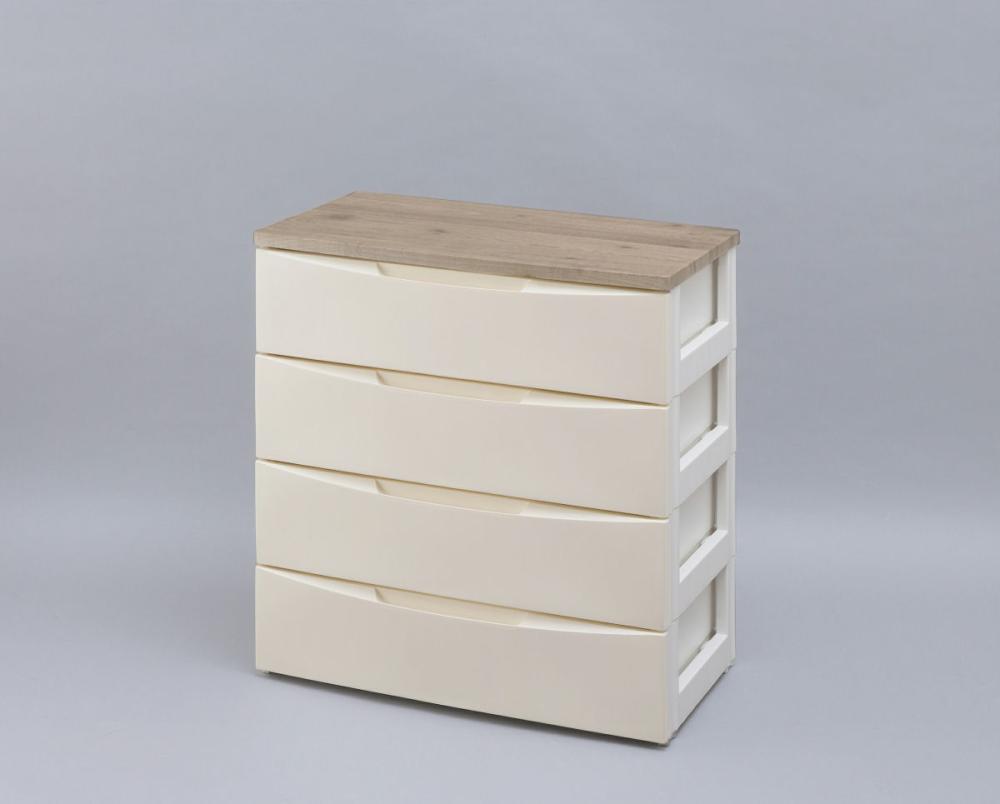 デザインウッドトップチェスト　ＤＷ－７２４　幅７３ｃｍ　４段　アイボリー