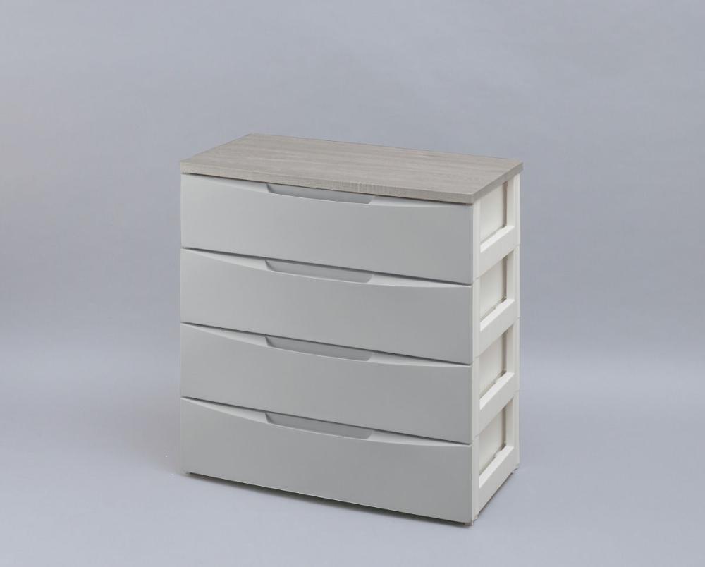 デザインウッドトップチェスト　ＤＷ－７２４　幅７３ｃｍ　４段　グレー