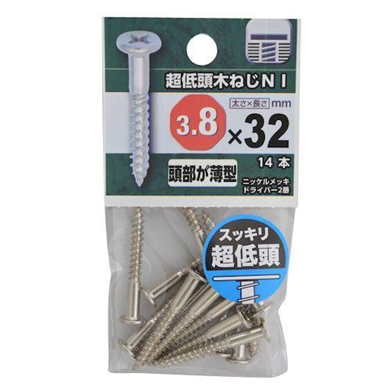 八幡ねじ　超低頭木ねじ　３．８×３２ｍｍ
