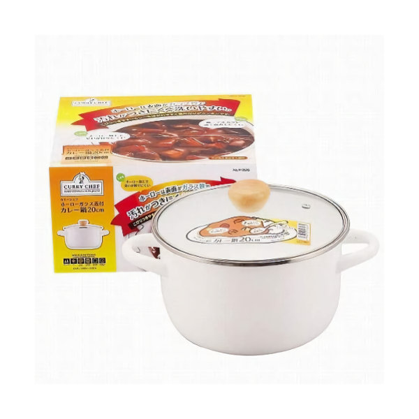 パール金属　カリーシェフ　ホーローガラス蓋付きカレー鍋　２０ｃｍ