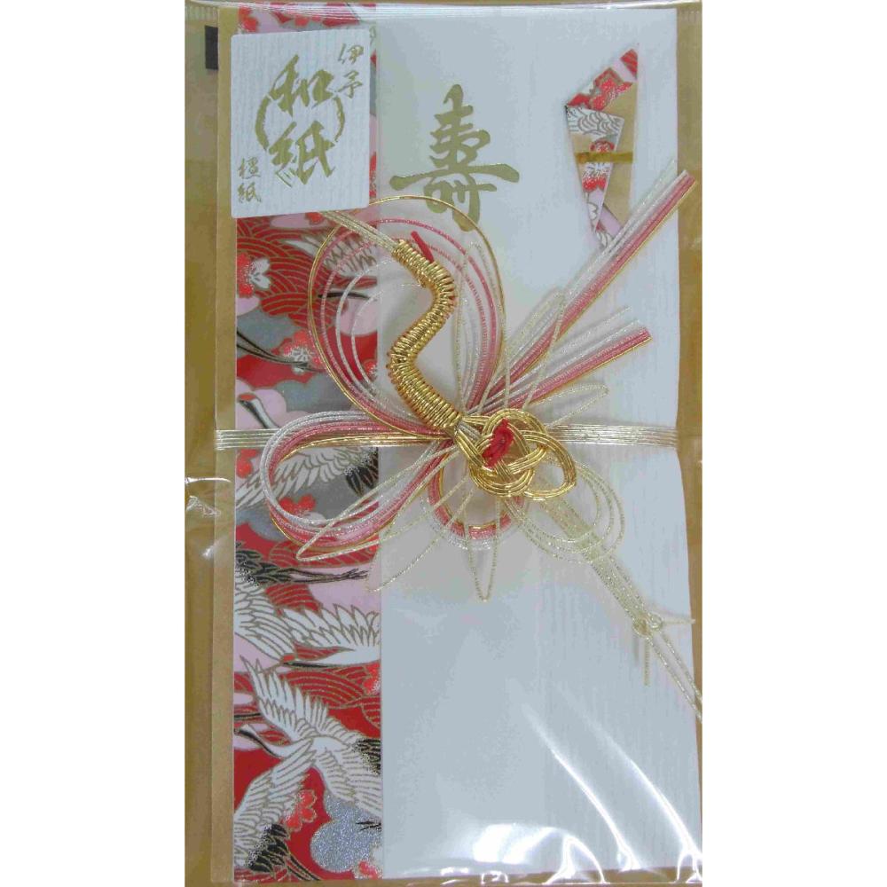 飾金封　鶴の舞　金鶴　赤