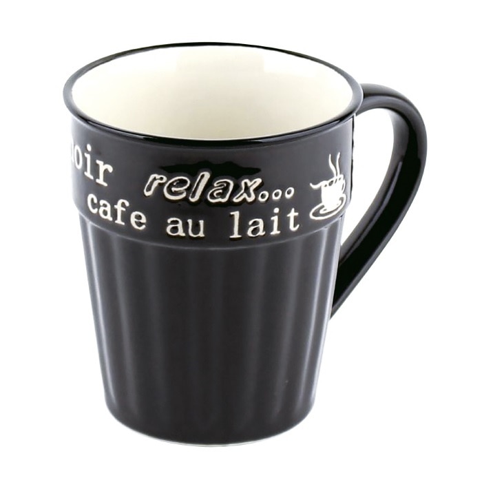 リビング　エンジョイ　カフェマグカップ　ブラック