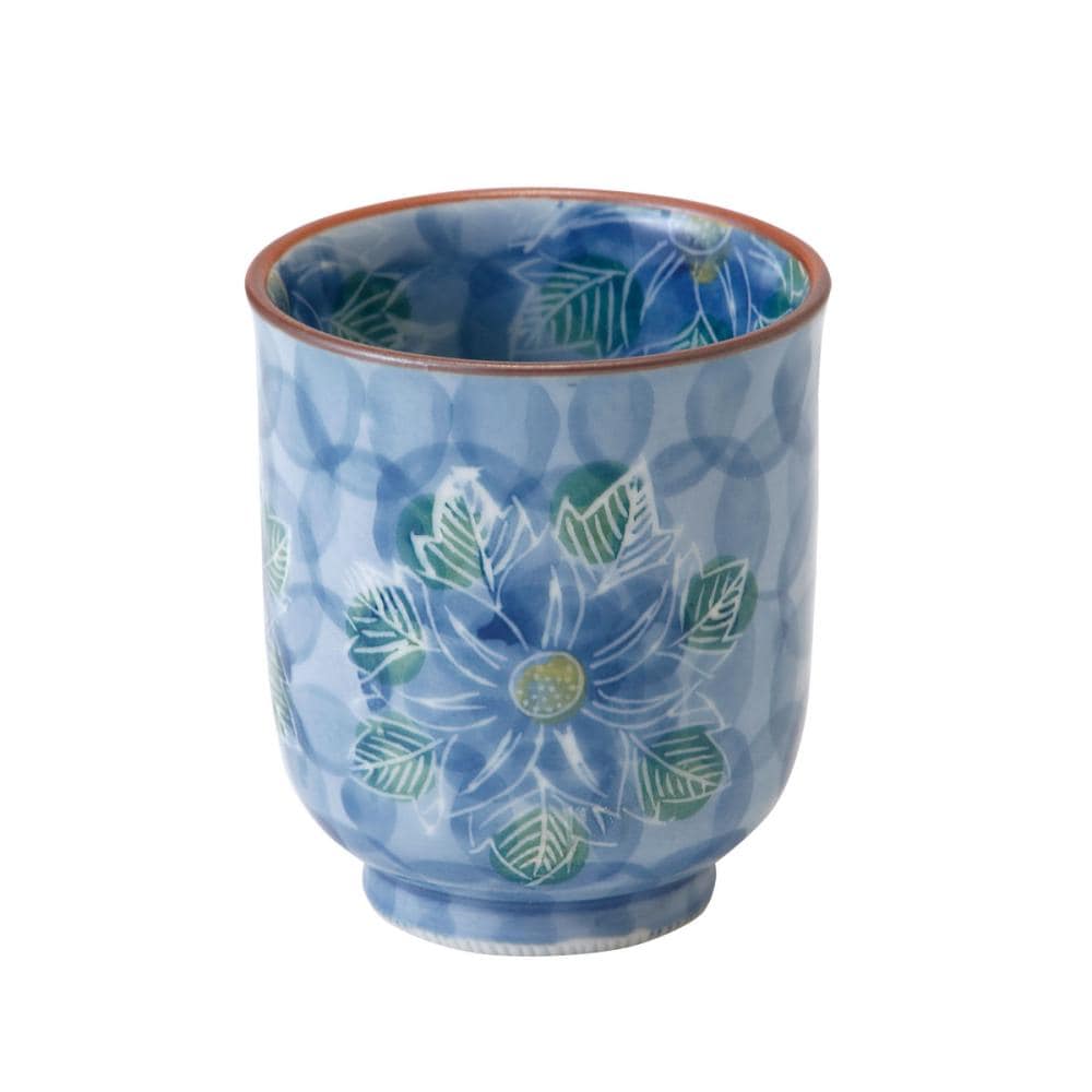 有田焼　鉄仙花湯呑み青