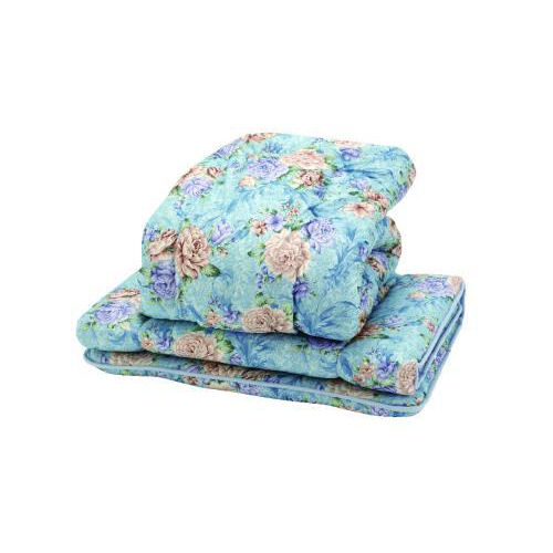 羊毛混組布団　シングルロング　ブルー