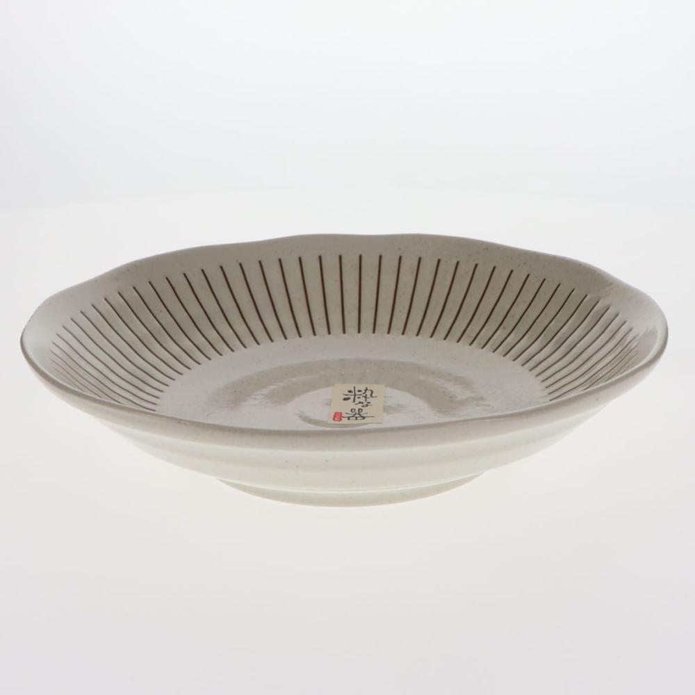 軽量カレー・スープ皿　粉引十草　２０．５ｃｍ　茶
