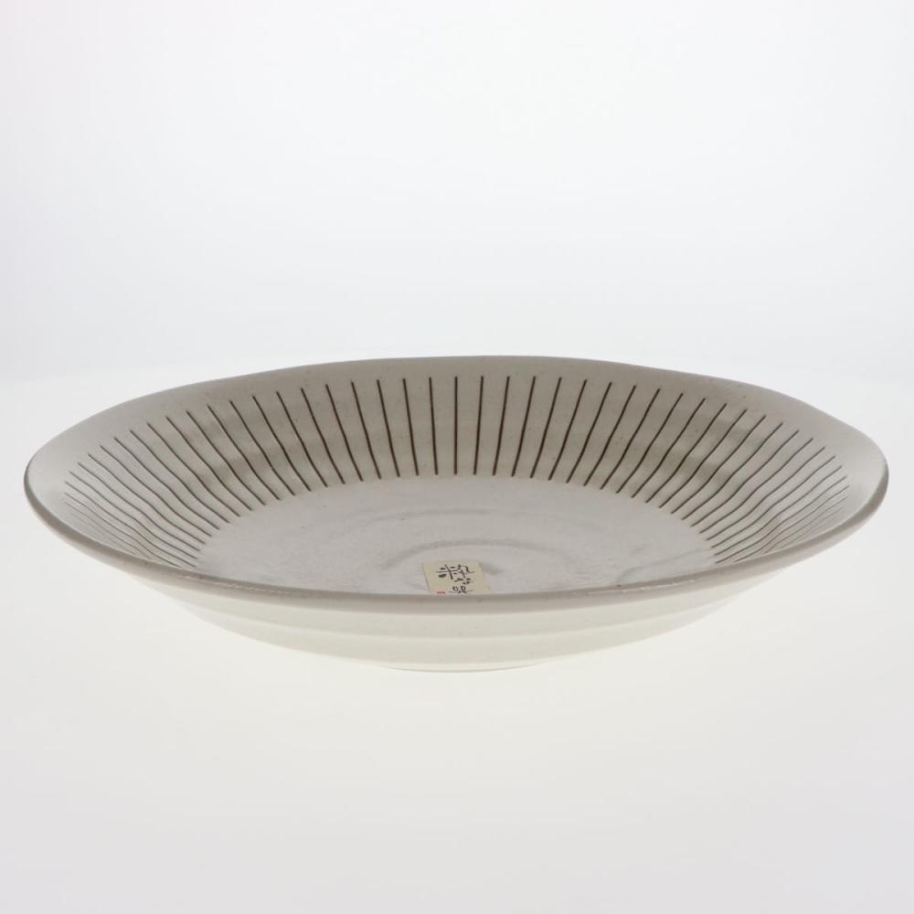 軽量スープ皿　粉引十草　茶　２５ｃｍ