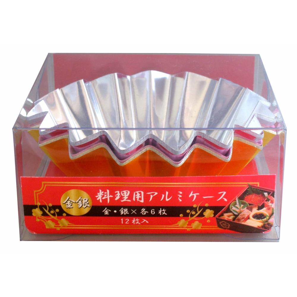 まるき　料理用アルミケース　金銀　１２枚入り