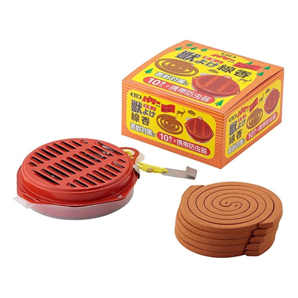 パワー獣避け線香１０巻プラス携帯防虫器セット