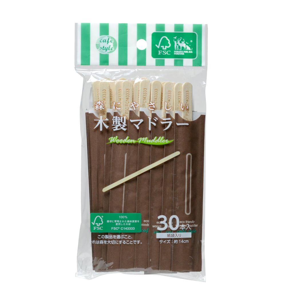 ストリックスデザイン　木製マドラー　３０Ｐ　紙袋入　ＳＤ－９１２