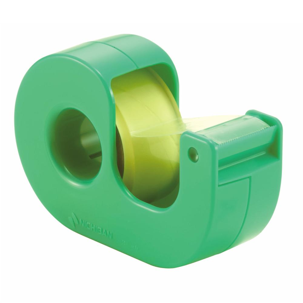 ニチバン　セロテープ小巻カッターつき　まっすぐ切れるタイプ　幅１８ｍｍ×８ｍ　グリーン　ＣＴ－１８ＤＣＧ
