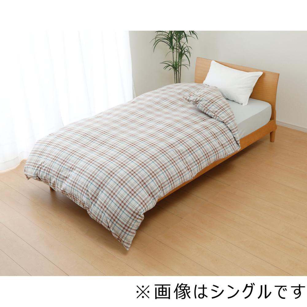 綿先染め掛布団カバー　ブラウン　ダブルロング　１９０×２１０ｃｍ