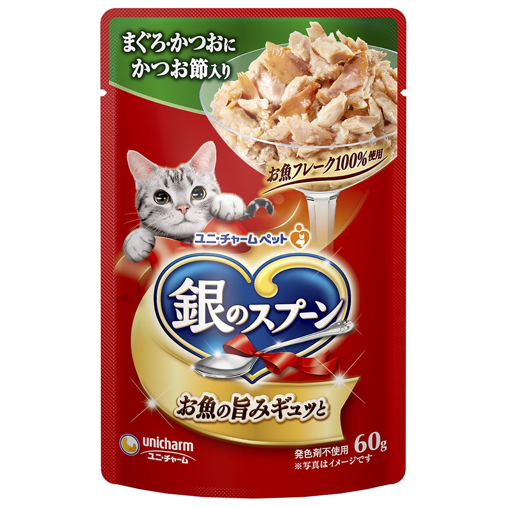 ユニ・チャーム　銀のスプーンパウチ　まぐろ・かつお・かつお節　６０ｇ