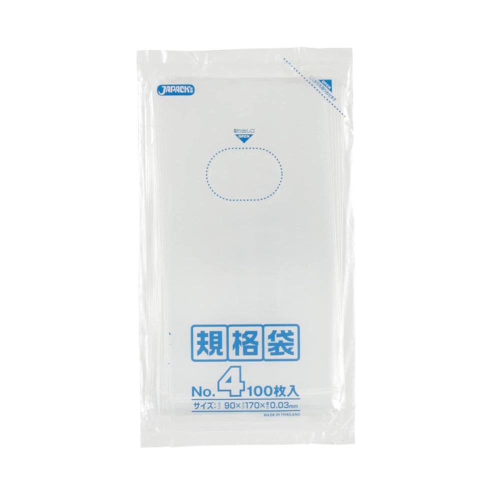 ジャパックス　ＬＤ　規格袋　０４号　０．０３ｍｍ厚　１００枚入り　Ｋ－０４