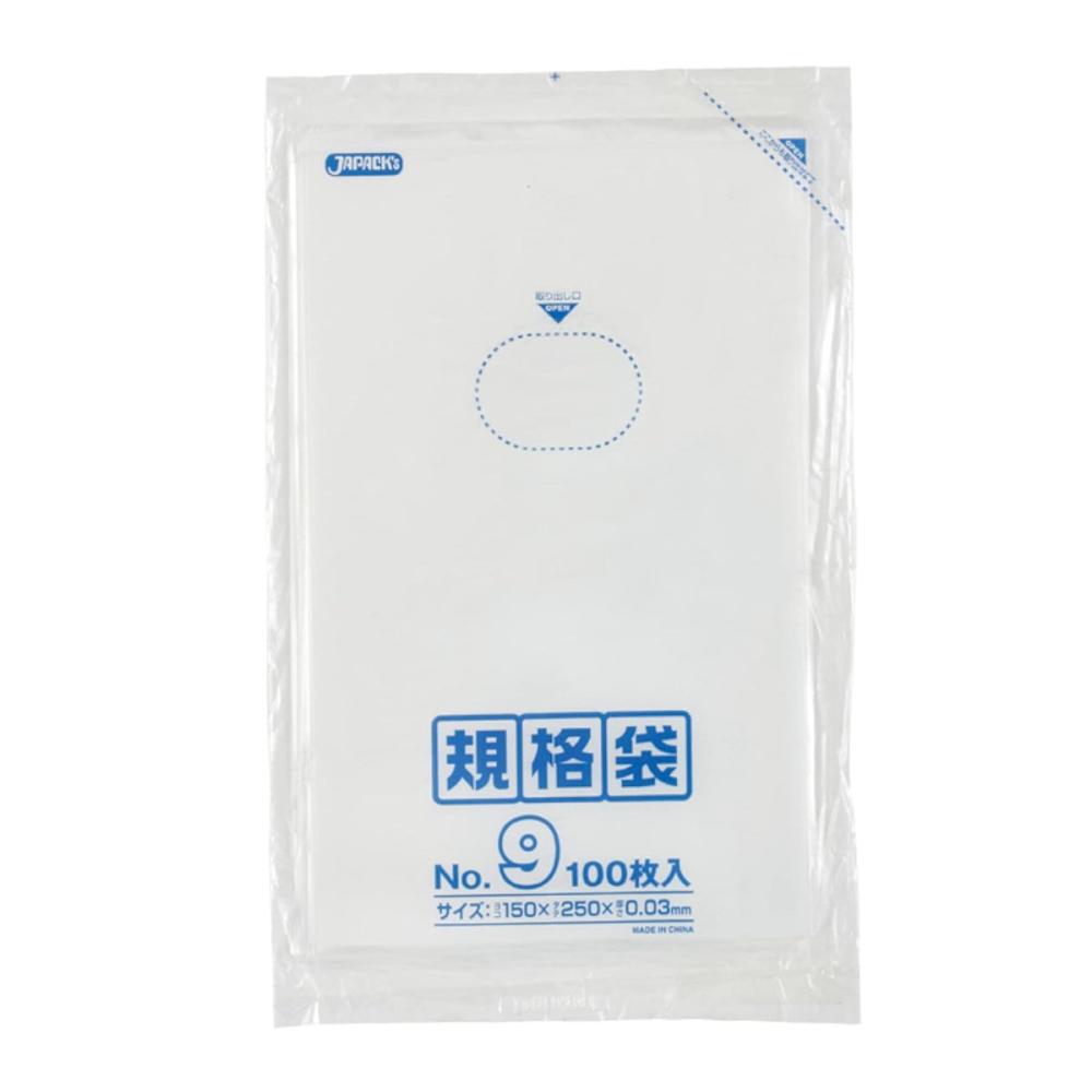 ジャパックス　ＬＤ　規格袋　０９号　０．０３ｍｍ厚　１００枚入り　Ｋ－０９