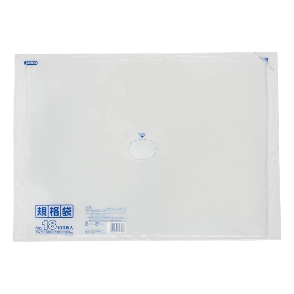 ジャパックス　ＬＤ　規格袋　１８号　０．０３ｍｍ厚　１００枚入り　Ｋ－１８