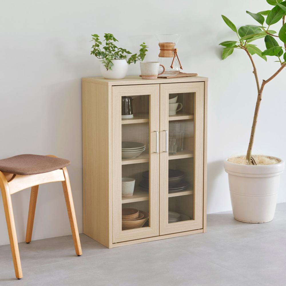 白井産業　キャビネット　フルニコ　ナチュラル　幅５６．６×高さ８０×奥行２９．５ｃｍ　ＦＵＬ－８０５５Ｇ　ＮＡ