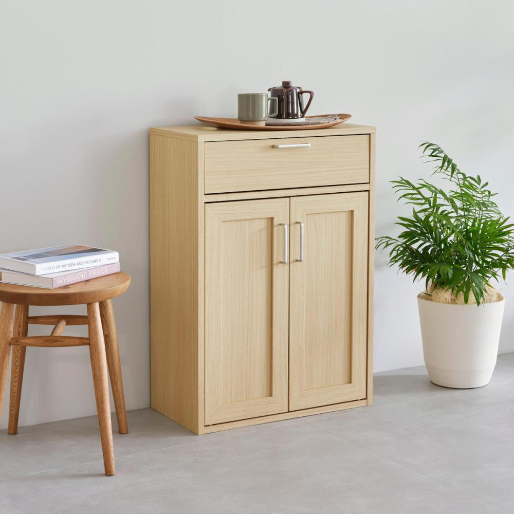 白井産業　キャビネット　フルニコ　ナチュラル　幅５６．６×高さ８０×奥行２９．５ｃｍ　ＦＵＬ－８０５５ＤＨ　ＮＡ