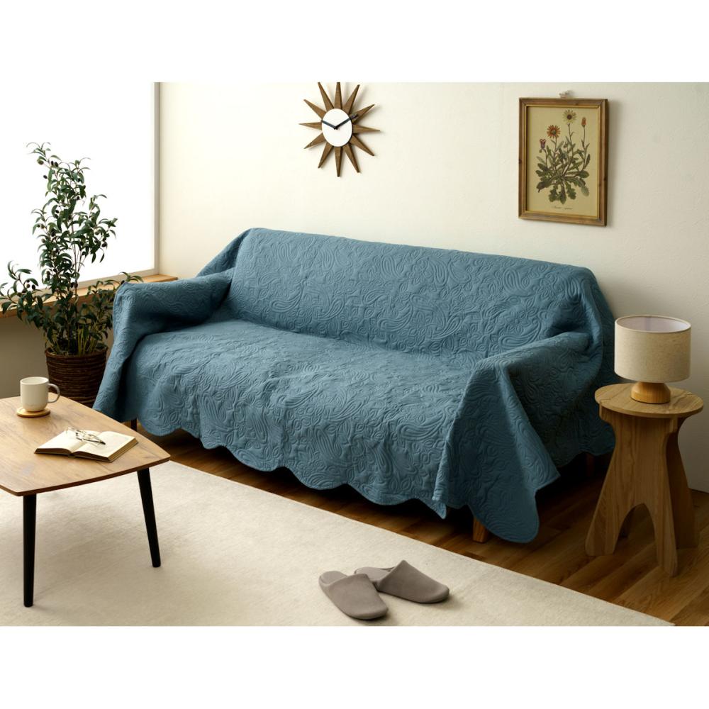 イケヒコ　マルチカバー　ペイズリー　２００×３００ｃｍ　ブルー