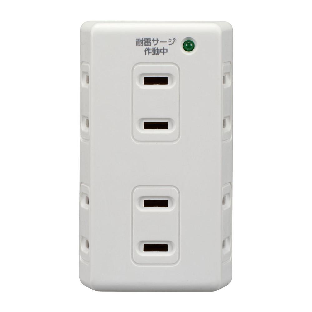 ＥＬＰＡ　個別スイッチ６個口タップ　耐雷サージ機能付き　ホワイト　Ａ－Ｓ６００（Ｗ）